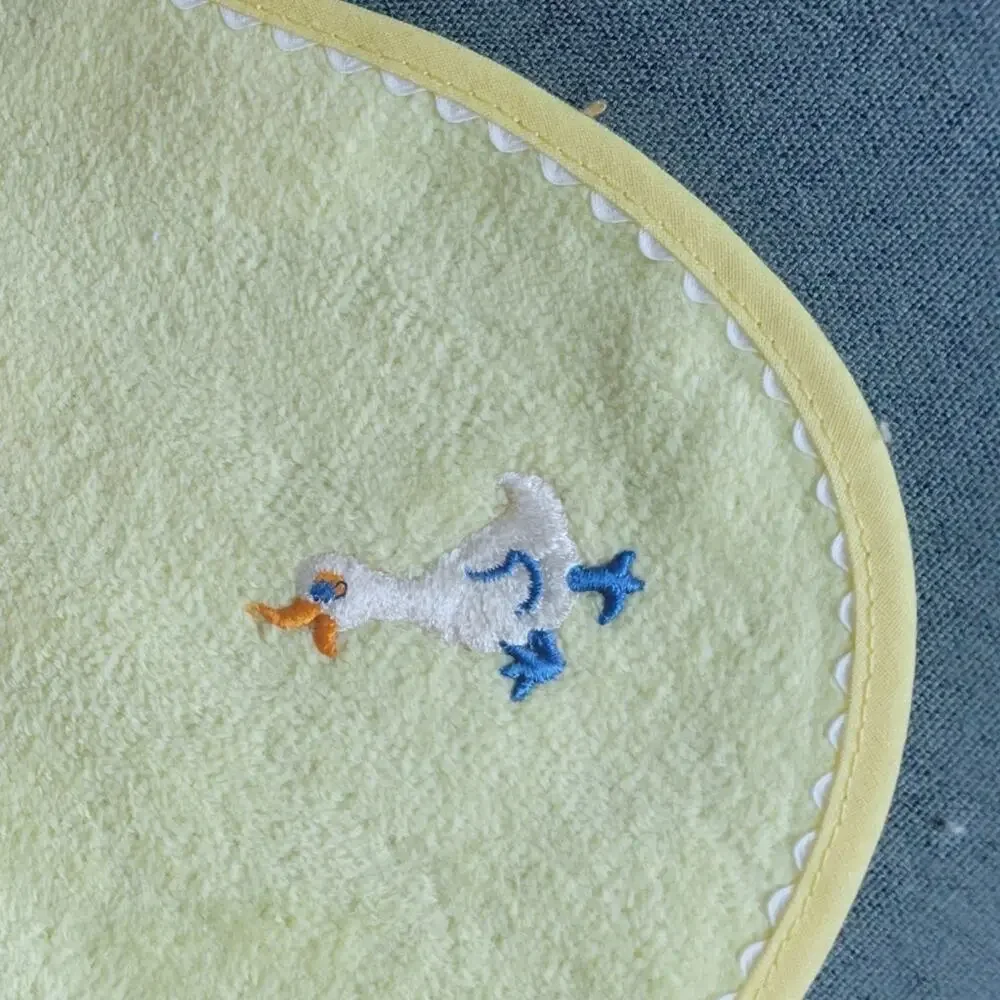 Embroidered Goose Terry Cloth Baby Bib White Yellow Vintage Inspired 2 P…
